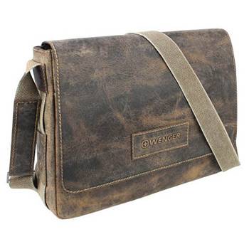 Кожаная сумка наплечная Wenger W23-01Br "ARIZONA", коричневый, 37х10x29 см